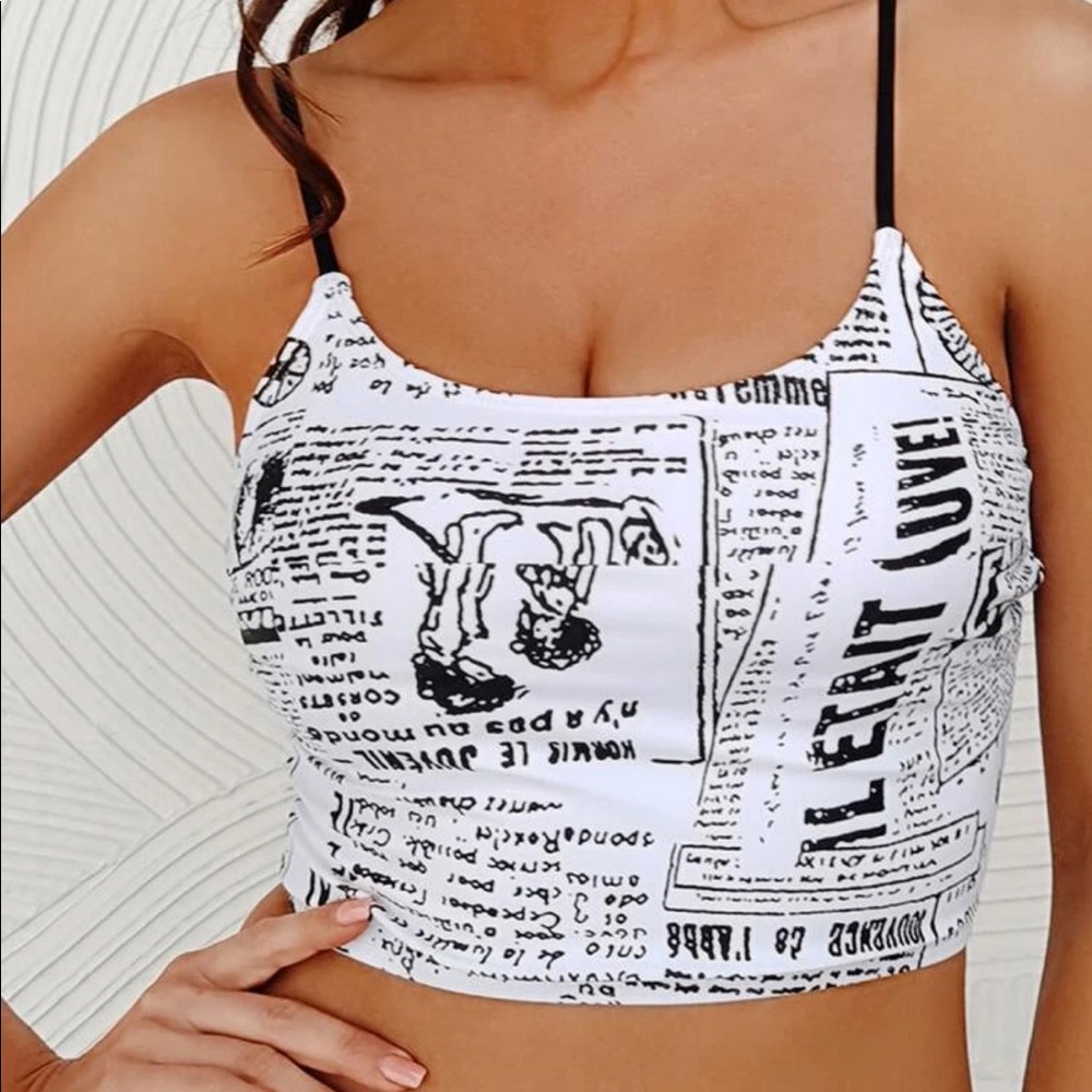 Newspaper Print Bikini Top